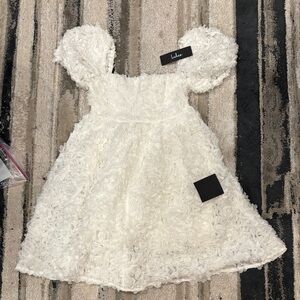 Lulus - Precious Passion White Floral Puff Sleeve Babydoll Dress
